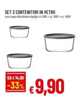 Famila SET 3 CONTENITORI IN VETRO offerta