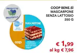 Coop COOP BENE.SÌ MASCARPONE SENZA LATTOSIO 250 G offerta