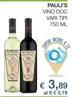 Coop PAULI'S VINO DOC offerta