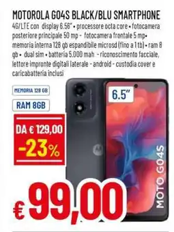 Famila MOTOROLA G04S BLACK/BLU SMARTPHONE offerta