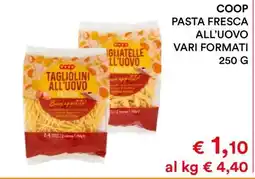 Coop COOP PASTA FRESCA ALL’UOVO VARI FORMATI 250 G offerta