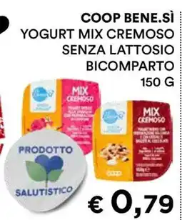 Coop COOP BENE.SÌ YOGURT MIX CREMOSO SENZA LATTOSIO BICOMPARTO 150 G offerta