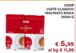 Coop COOP CAFFÈ CLASSICO MACINATO MOKA 2X250 G offerta