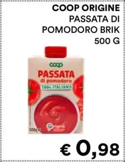 Coop COOP ORIGINE PASSATA DI POMODORO BRIK offerta