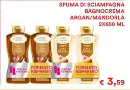 Coop SPUMA DI SCIAMPAGNA BAGNOCREMA ARGAN/MANDORLA 2X650 ML offerta