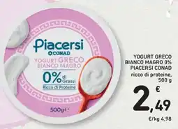 Conad Yogurt Greco Bianco Magro 0% Piacersi Conad offerta