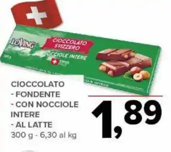 Todis Cioccolato Fondente, Con Nocciole Intere, Al Latte 300g offerta