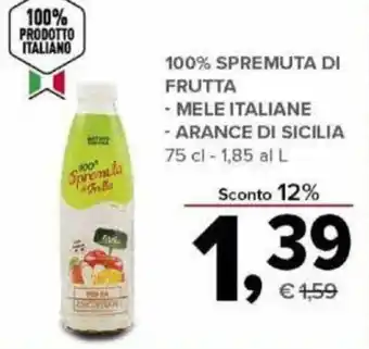 Todis 100% Spremuta Di Frutta Mele Italiane , Arance Di Sicilia 75cl offerta