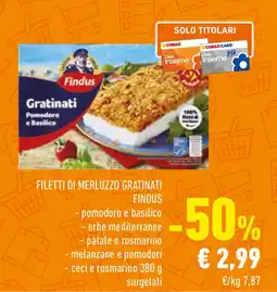 Conad Filetti di merluzzo gratinati FINDUS offerta