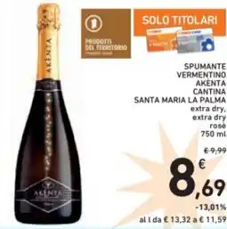 Spazio Conad Spumante vermentino akenta cantina santa maria la palma offerta
