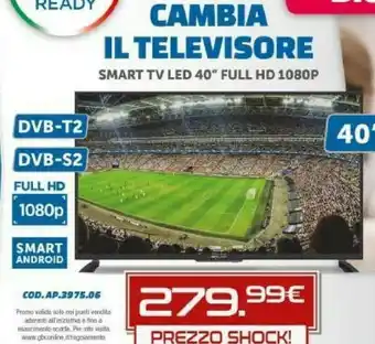 Gbc Televisore smart tv led 40 full hd 1080p offerta