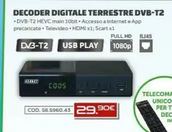 Gbc Decoder digitale terrestre dvb-t2 offerta