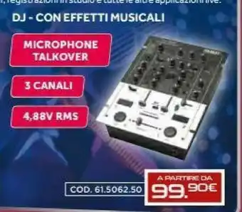 Gbc Dj- con effetti musicali microphone talkover 3 canali 4,88v rms offerta