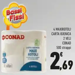 Conad 4 maxirotoli carta igienica 2 veli CONAD offerta