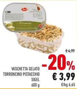 Conad Vaschetta gelato torroncino pistacchio SIGEL offerta