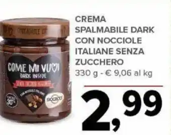 Todis Crema Spalmabile Dark Con Nocciole Italiane Senza Zucchero 330g offerta