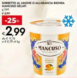 Bennet Sorbetto al limone o all'arancia bionda MANCUSO GELATI offerta