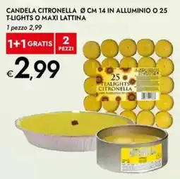 Bennet Candela citronella in alluminio o 25 t-lights o maxi lattina offerta