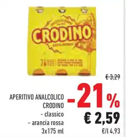 Conad Superstore Aperitivo analcolico crodino - classico - arancia rossa offerta