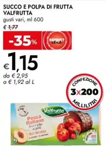 Bennet Succo e polpa di frutta VALFRUTTA offerta