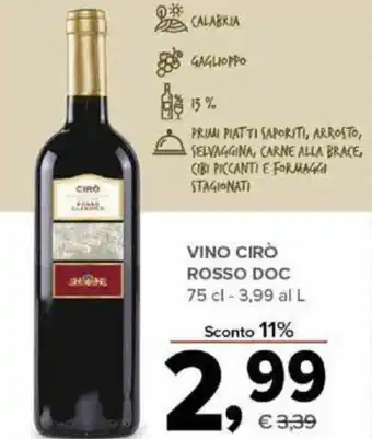 Todis Vino Cirò Rosso DOC 75 cl offerta