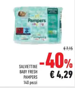 Conad Superstore Salviettine baby fresh pampers 140 pezzi offerta