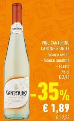 Conad Superstore Vino canterino cantine riunite - bianco secco - bianco amabile - rosato offerta