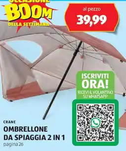 ALDI Crane ombrellone da spiaggia 2 in 1 offerta