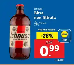 Lidl Ichnusa Birra non filtrata offerta