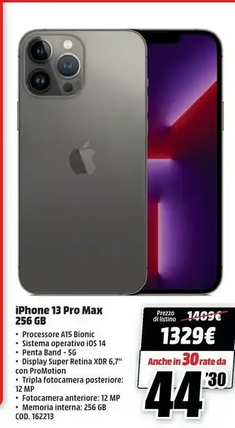 MediaWorld Iphone 13 pro max offerta
