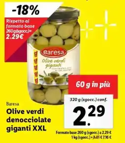 Lidl Baresa Olive verdi denocciolate giganti XXL offerta