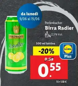 Lidl Perlenbacher Birra Radler offerta