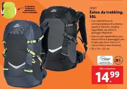 Lidl CRIVIT Zaino da trekking, 30L offerta