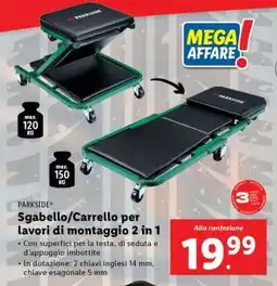 Lidl PARKSIDE Sgabello/Carrello per lavori di montaggio 2 in 1 offerta