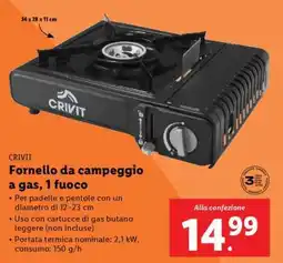 Lidl CRIVIT Fornello da campeggio a gas, 1 fuoco offerta
