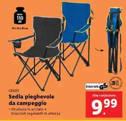 Lidl CRIVIT Sedia pieghevole da campeggio offerta