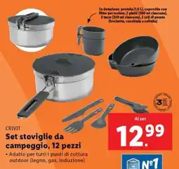 Lidl Set stoviglie da campeggio, 12 pezzi offerta