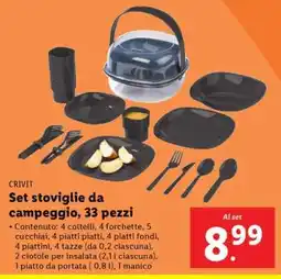Lidl CRIVIT Set stoviglie da campeggio, 33 pezzi offerta
