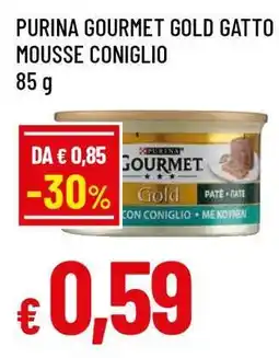 Famila PURINA GOURMET GOLD GATTO MOUSSE CONIGLIO offerta