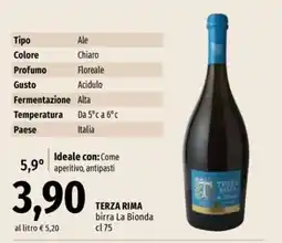 Famila TERZA RIMA birra La Bionda cl 75 offerta
