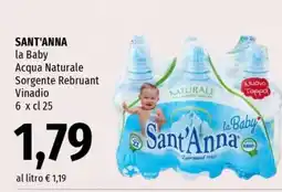 Famila SANT'ANNA la Baby Acqua Naturale Sorgente Rebruant Vinadio offerta