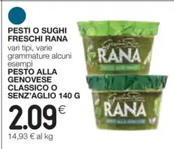 Coop PESTO ALLA GENOVESE CLASSICO O SENZ’AGLIO 140 G offerta