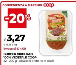 Coop BURGER GRIGLIATO 100% VEGETALE COOP offerta