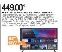 Coop TV LED 65” AKTV6500QJ QLED SMART UHD AKAI offerta