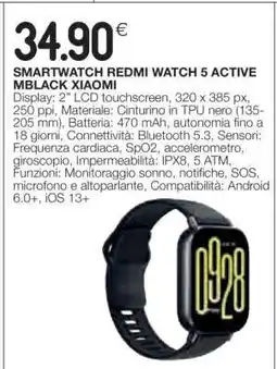 Coop SMARTWATCH REDMI WATCH 5 ACTIVE MBLACK XIAOMI offerta