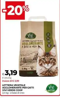 Coop LETTIERA VEGETALE AGGLOMERANTE PER GATTI VIVI VERDE COOP offerta