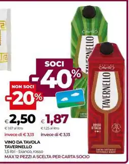 Coop Vino da Tavola Tavernello offerta