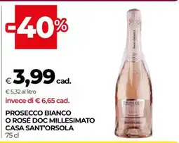 Coop PROSECCO BIANCO O ROSÉ DOC MILLESIMATO CASA SANT'ORSOLA offerta