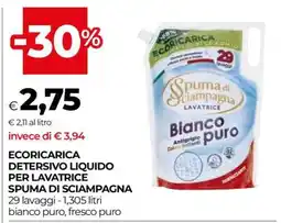 Coop ECORICARICA DETERSIVO LIQUIDO PER LAVATRICE SPUMA DI SCIAMPAGNA offerta