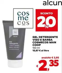 Coop GEL DETERGENTE VISO E BARBA COSMECOS MAN COOP offerta